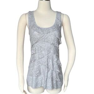 Express Grey Layered Shimmery Lace Front Tank Size Medium NWT